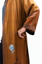 Load image into Gallery viewer, Rust silk robe with belt in &#39;Ember’ hand-painted design