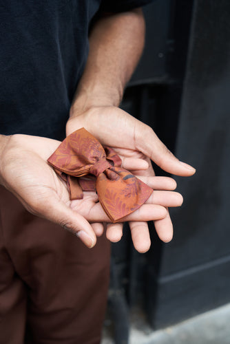 Rust colour Silk Bow Tie in 'Ember  floral print