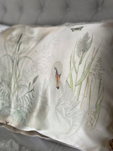 Load image into Gallery viewer, Cream and neutral Silk Pillowcase in hand painted &#39;Graceful&#39; print, Oxford style Pillowcase