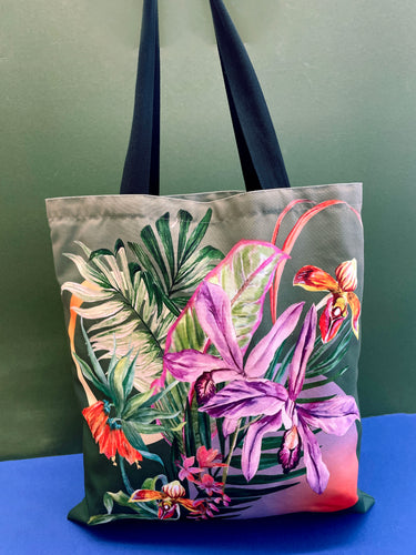 SAMPLE SALE: Khaki tropical green tote bag