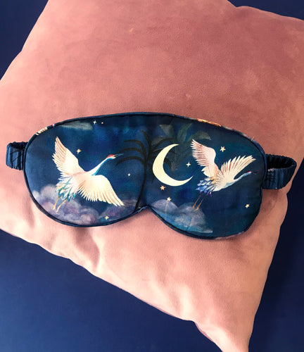 SAMPLE SALE Navy Crane print Silk eye mask