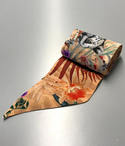 SAMPLE SALE: Peach botanical 'Panthera' skinny Silk scarf