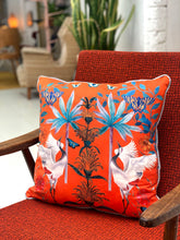 Load image into Gallery viewer, Bright orange watercolour art Cushion &#39;Tangelo&#39; double sided design, made from Vegan friendly Suede