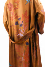 Load image into Gallery viewer, Rust silk robe with belt in &#39;Ember’ hand-painted design