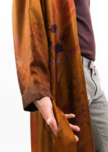 Load image into Gallery viewer, Rust silk robe with belt in &#39;Ember’ hand-painted design